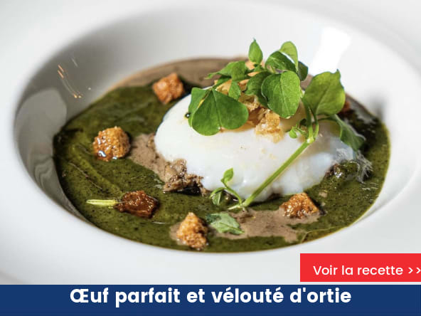 Œuf parfait et vélouté d'ortie